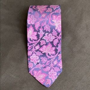 Ike Behar Blue, purple floral paisley tie